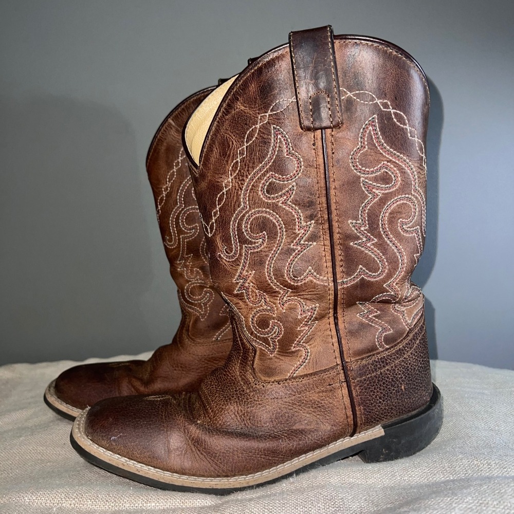 Smoky Mountain Boots Kids Brown Leather Western Cowboy Boots 3302Y Size 3.5R